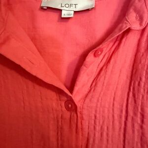 LOFT Coral Notched Collar Button Down Shirt